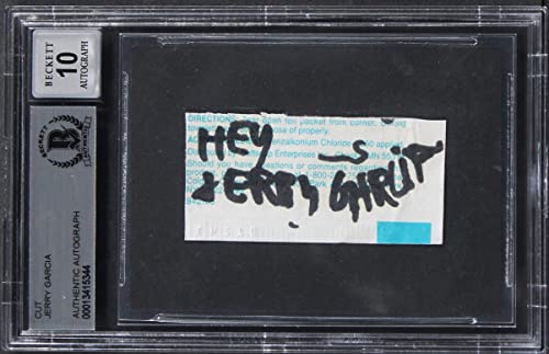 Jerry Garcia Grateful Dead Signed 1.35x2.35 Cut Sig Auto Graded 10! BAS Slabbed