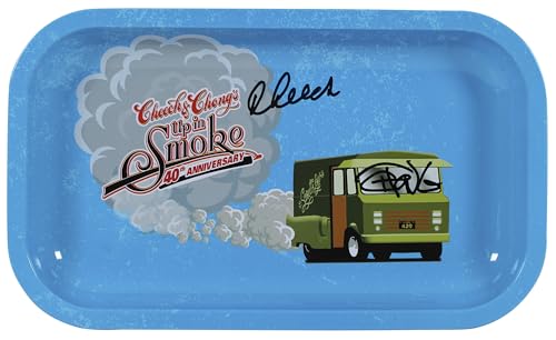 Cheech Marin & Tommy Chong Up In Smoke Signed Blue Rolling Tray BAS Witnessed