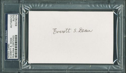 Indiana Everett S. Dean Authentic Signed 3X5 Index Card PSA/DNA Slabbed