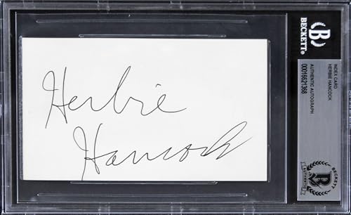Herbie Hancock Musician Authentic Signed 3x5 Index Card BAS Slabbed 3