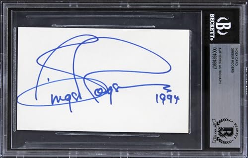 Ginger Rogers Kitty Foyle "1994" Authentic Signed 3x5 Index Card BAS Slabbed