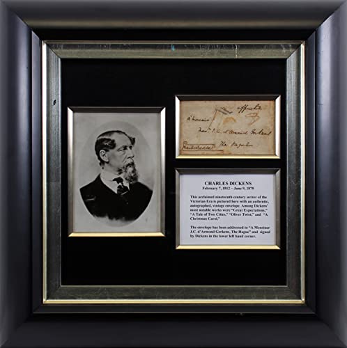 Charles Dickens Authentic Signed & Framed 3.25x5.25 Envelope BAS #AB14358