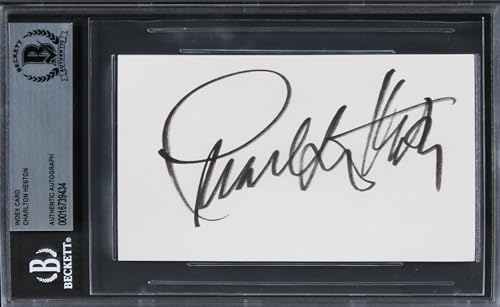 Charlton Heston Ben-Hur Authentic Signed 3x5 Index Card BAS Slabbed 5