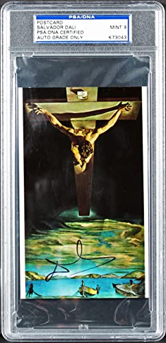 Salvador Dali Signed 3.5x6 Christ Of St. John Postcard Auto 9! PSA Slabbed