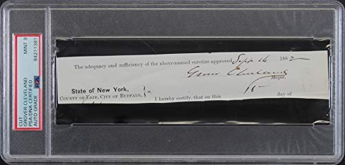Grover Cleveland Signed 1.25x7.5 Cut Signature Auto Graded Mint 9! PSA Slabbed