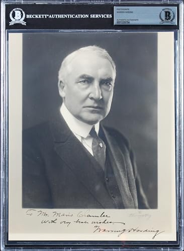 Warren G. Harding "Best Wishes" Authentic Signed 8x10 B&W Photo BAS Slabbed