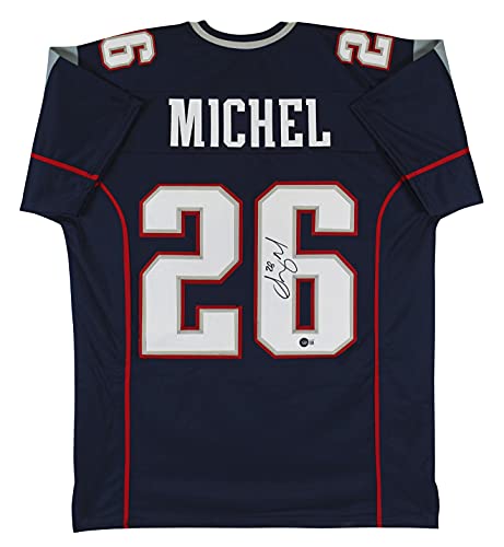 Sony Michel Authentic Signed Navy Blue Pro Style Jersey BAS Witnessed