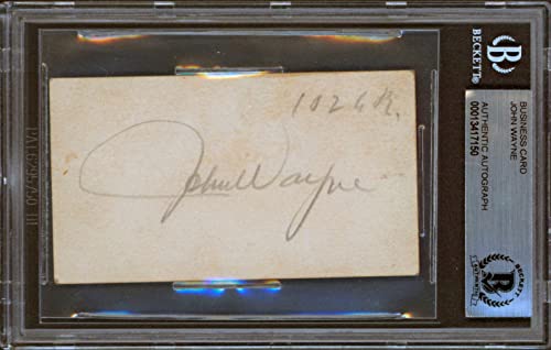 John Wayne Authentic Signed 1.75x3.5 Business Card Autographed BAS Slabbed