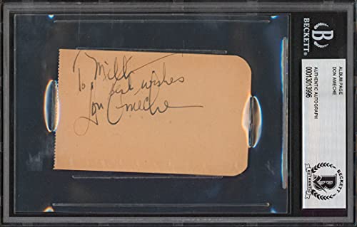 Don Ameche Trading Places Authentic Signed 2.4x3.85 Album Page BAS Slabbed