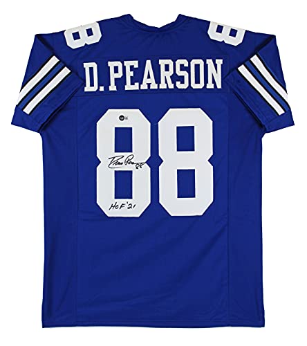 Drew Pearson "HOF 21" Authentic Signed Blue Pro Style Jersey Autographed BAS Wit HOLIDAY DOORBUSTER
