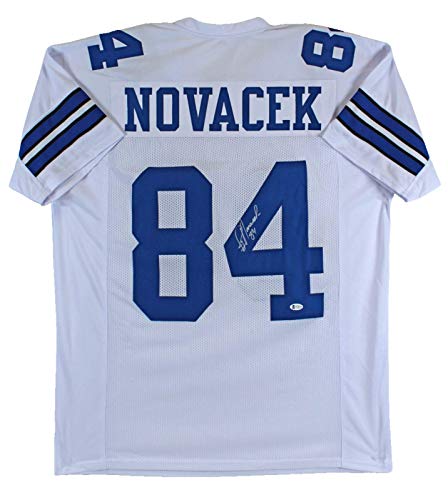 Jay Novacek Authentic Signed White Pro Style Jersey Autographed BAS Witnessed