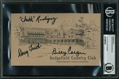 Billy Casper, Chi-Chi Rodriguez & Doug Ford Signed Scorecard BAS Slabbed