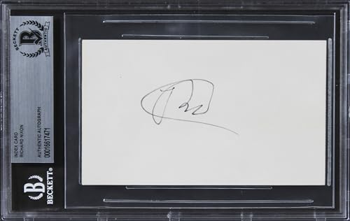 Richard Nixon Authentic Signed 3x5 Index Card Autographed BAS Slabbed 2