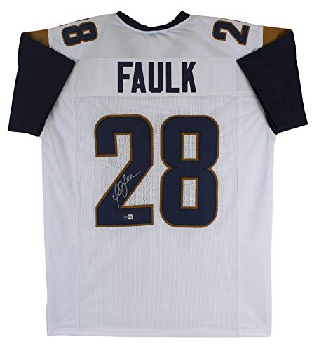 Marshall Faulk Authentic Signed White Pro Style Jersey Autographed BAS Witnessed