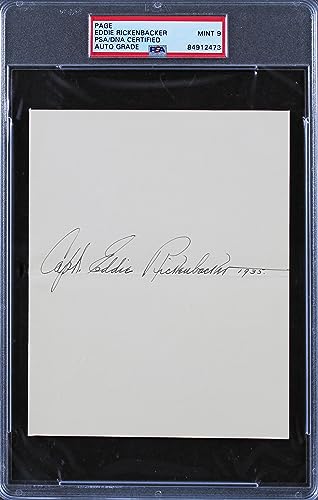 Eddie Rickenbacker "Capt, 1935" Signed 5x6.25 Album Page Auto 9! PSA Slabbed