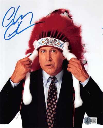 Chevy Chase Vegas Vacation  Signed 8x10 Vertical Headdress Photo BAS Witnessed