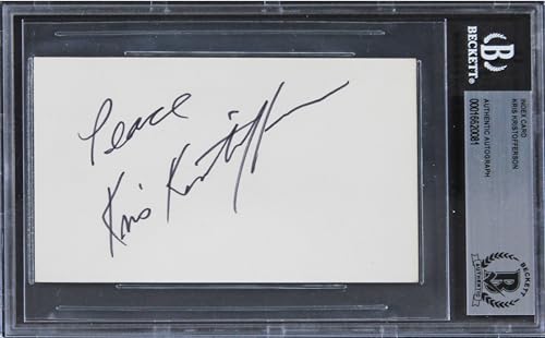 Kris Kristofferson Blade "Peace" Authentic Signed 3x5 Index Card BAS Slabbed 1