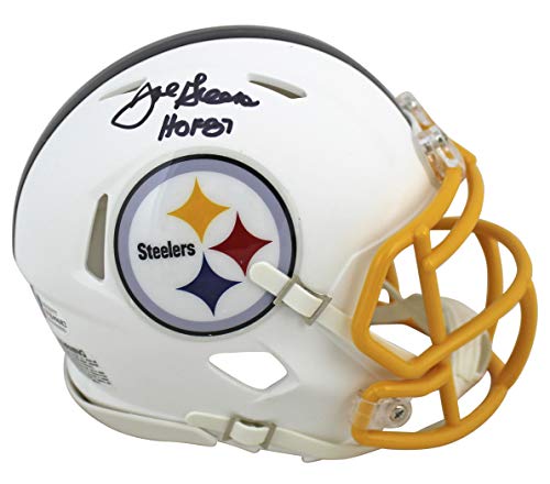 Steelers Joe Greene "HOF 87" Signed Flat White Speed Mini Helmet BAS Witnessed