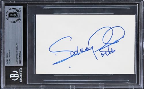 Sidney Poitier Lilies of the Field Authentic Signed 3x5 Index Card BAS Slabbed 1