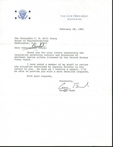 George H.W. Bush Authentic Signed 1981 Letter As Vp W/ Darvick COA & PSA #X03389