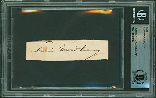Levi Woodbury Authentic Signed .7x2.75 Cut Signature Autographed BAS Slabbed