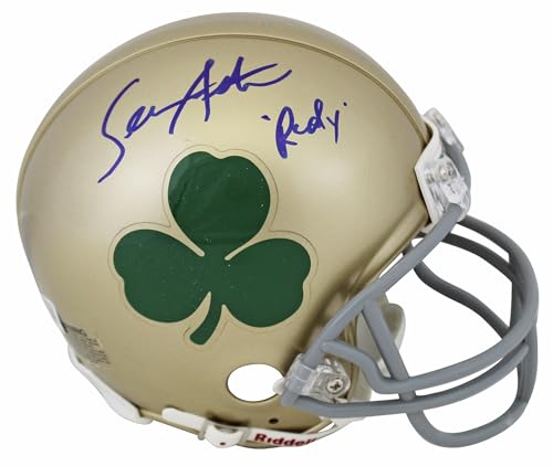Sean Astin Rudy Authentic Signed Gold Rep Mini Helmet BAS Witnessed #1W851919