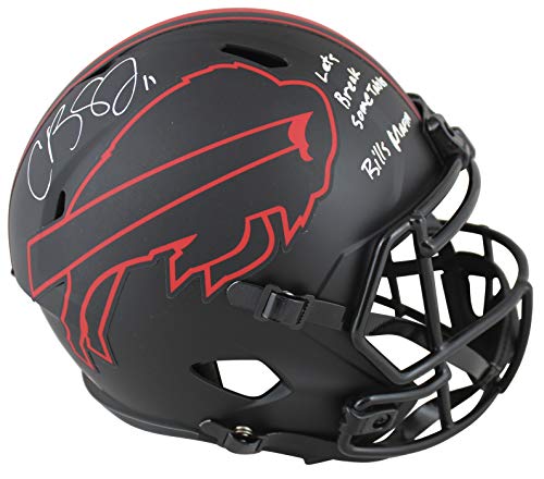 Bills Cole Beasley "2x Insc" Signed Eclipse Full Size Speed Rep Helmet BAS Wit