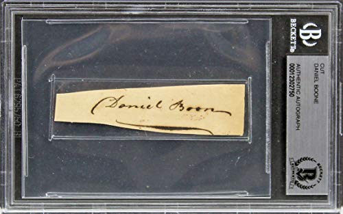 Daniel Boone Authentic Signed .75x2.85 Cut Signature Autographed BAS Slabbed