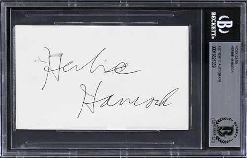 Herbie Hancock Musician Authentic Signed 3x5 Index Card BAS Slabbed 1