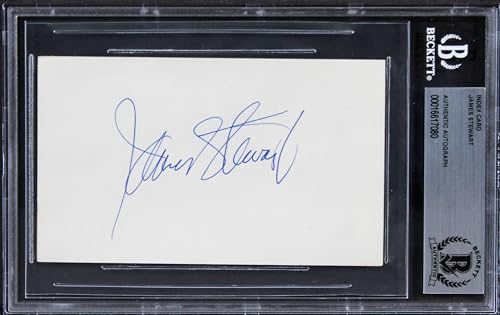 James Stewart It's a Wonderful Life Signed 3x5 Index Card BAS Slabbed 5