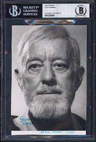 Star Wars Alec Guinness Authentic Signed B&W 5x7 Obi-Wan Kenobi Photo BAS Slab