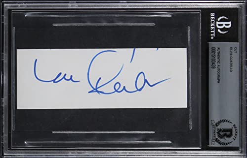 Elvis Costello Authentic Signed 1.75x5 Cut Signature Autographed BAS Slabbed