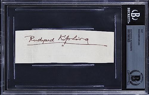 Rudyard Kipling Writer of The Jungle Book Signed 1.5x4.75 Cut Sig BAS Slabbed