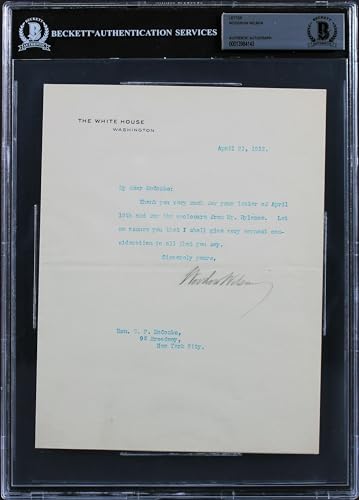 Woodrow Wilson Signed 7x8.75 1913 Letter On White House Letterhead BAS Slab