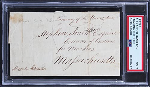 Alexander Hamilton Signed 3x5.25 1789 Free Frank Auto Grade 7 PSA/DNA Slab