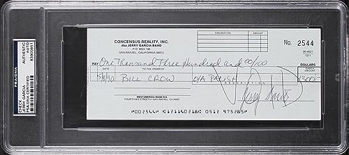 Jerry Garcia Grateful Dead Authentic Signed 3x8.25 1990 Check PSA/DNA Slabbed