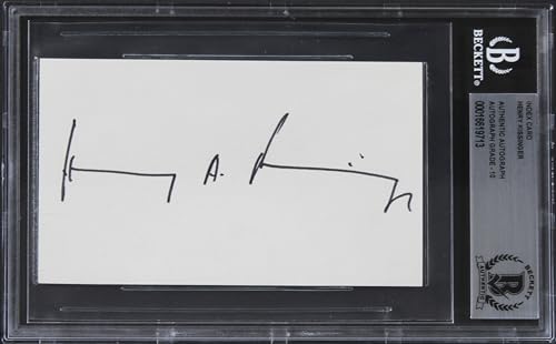 Henry Kissinger Authentic Signed 3x5 Index Card Auto Graded 10 BAS Slabbed