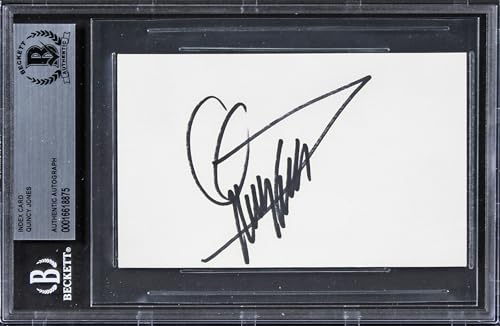 Quincy Jones Producer Authentic Signed 3x5 Index Card Autographed BAS Slabbed