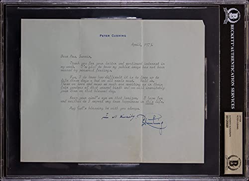 Peter Cushing Star Wars Signed 7x8.75 Letter Dated April 1973 BAS Slabbed