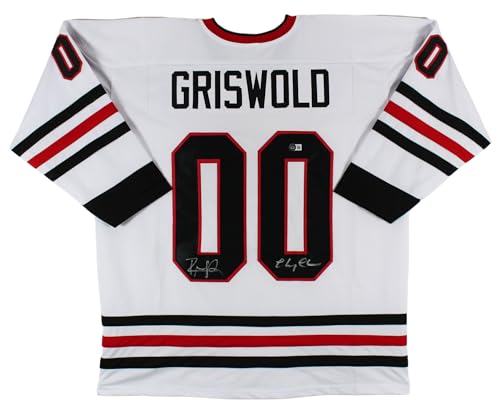 Chevy Chase & Randy Quaid Christmas Vacation Signed White Pro Style Jersey BAS W