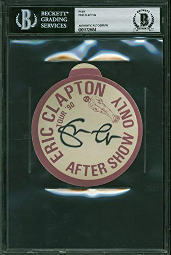 Eric Clapton Authentic Signed 4 Inch 1990 Concert Backstage Pass BAS Slabbed