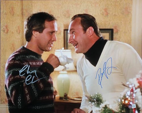 Chevy Chase & Randy Quaid Christmas Vacation Signed 16x20 Photo BAS Witnessed