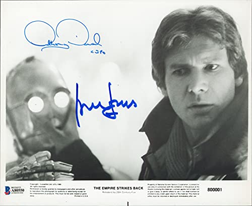 Harrison Ford & Anthony Daniels Star Wars Signed 8x10 B&W Photo BAS #A80550