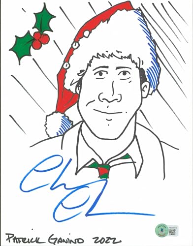 Chevy Chase Christmas Vacation Signed 8.5x11 Hand Drawn Sketch BAS Wit #WZ44414