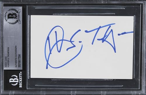 Hunter S. Thompson Fear & Loathing In Las Vegas Signed 3x5 Index Card BAS Slab 1