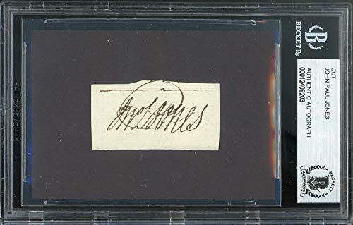 John Paul Jones Authentic Signed 1x1.8 Cut Signature Autographed BAS Slabbed