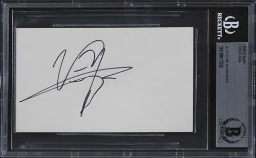 Vince Neil Motley Crue Authentic Signed 3x5 Index Card Autographed BAS Slabbed