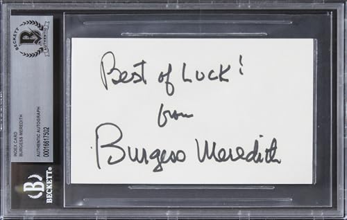 Burgess Meredith Rocky "Best Of Luck" Signed 3x5 Index Card BAS Slabbed 1