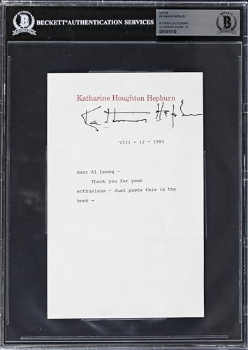 Katharine Hepburn Little Women Signed 5.5x8.5 Letter Auto Graded 10! BAS Slabbed
