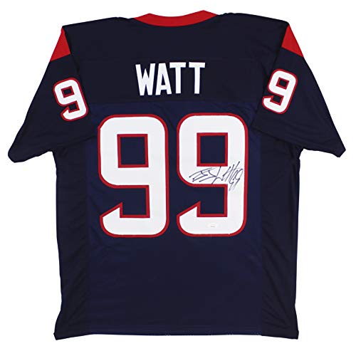 J.J. Watt Authentic Signed Navy Blue Pro Style Jersey Autographed JSA Witness